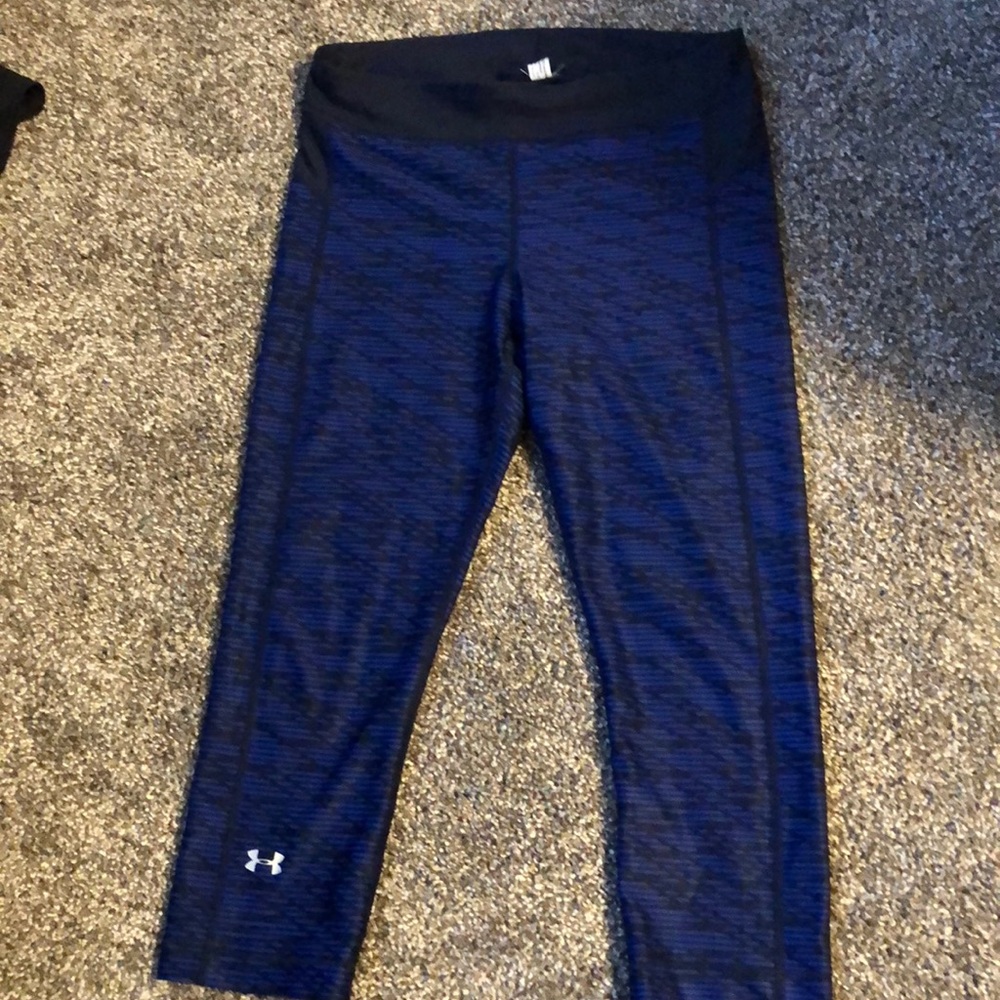 under armour capri leggings blue and black womens